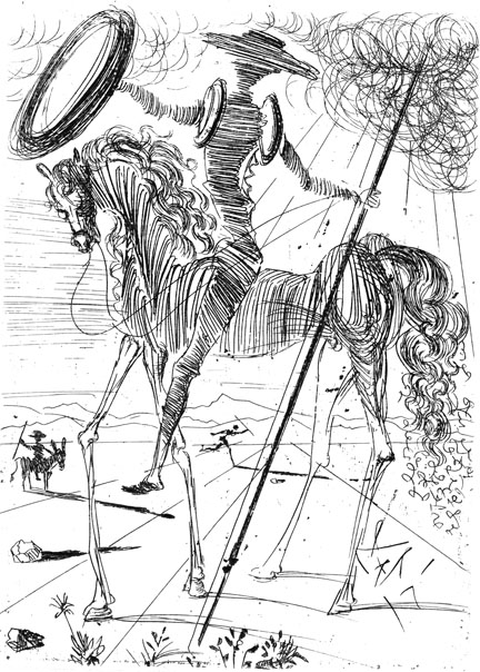 Don Quixote, etching by Salvador Dali